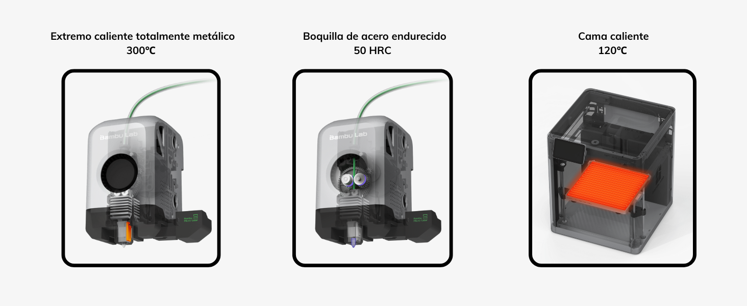 Equipada con características avanzadas, es ideal para imprimir en materiales como PA, PC, PET, TPU, y polímeros reforzados con fibra de vidrio o carbono, ofreciendo creatividad y precisión sin límites.